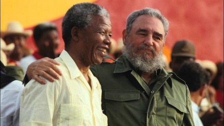 Fidel Castro and Nelson Mandela in 1991