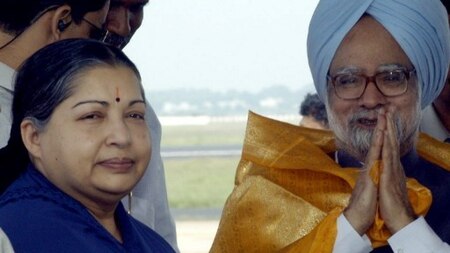 Jayalalithaa and Manmohan Singh