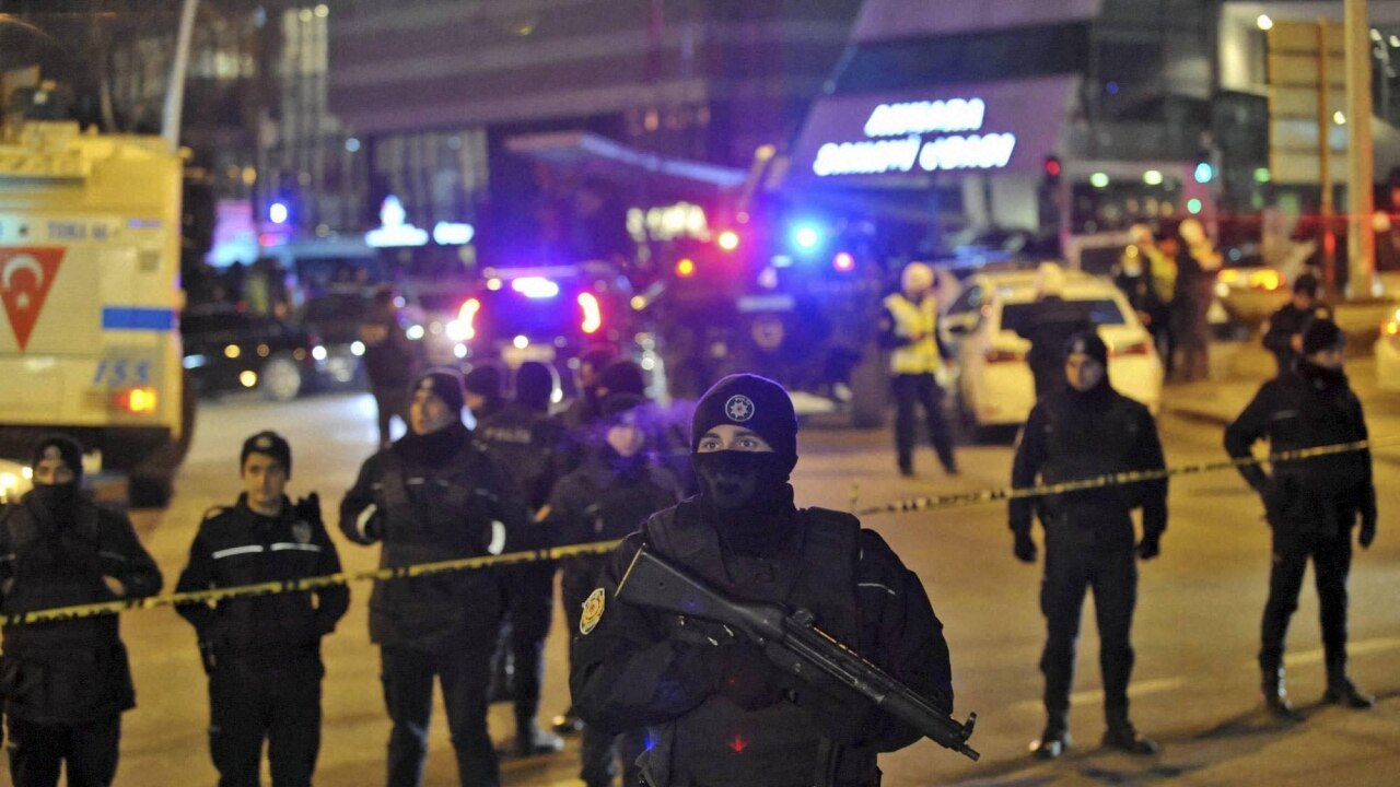 Turkish police secures the area