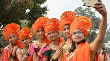 All adorned in traditional outfits