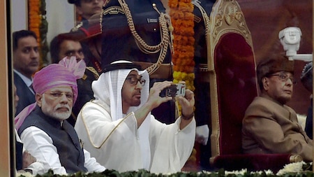 Narendra Modi, Sheikh Zayed and Pranab Mukherji