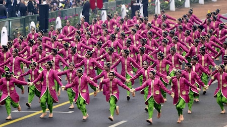 Girls dance as part of Republic Day celebrations, Delhi