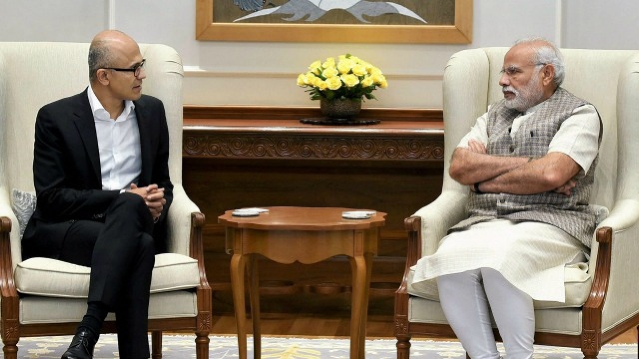 Welcome to India: Microsoft's Satya Nadella meets PM Modi, IT Minister ...
