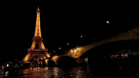 France's Eiffel Tower lit up