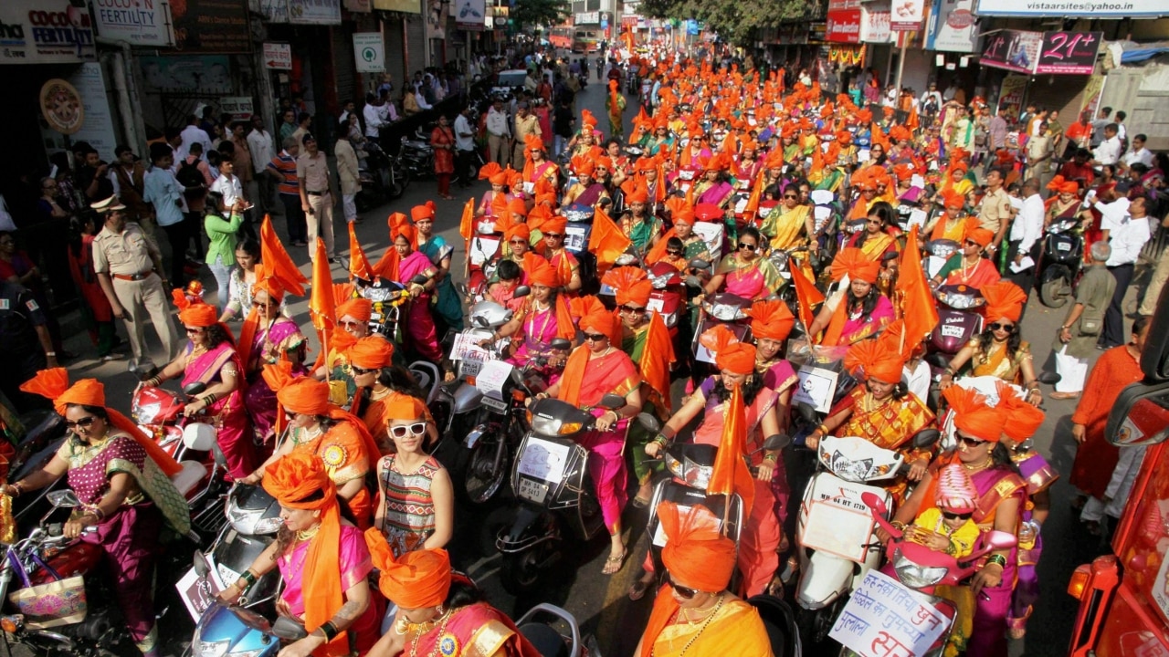 Gudi Padwa 2017 Traditional attire, drums and rangoli paint a