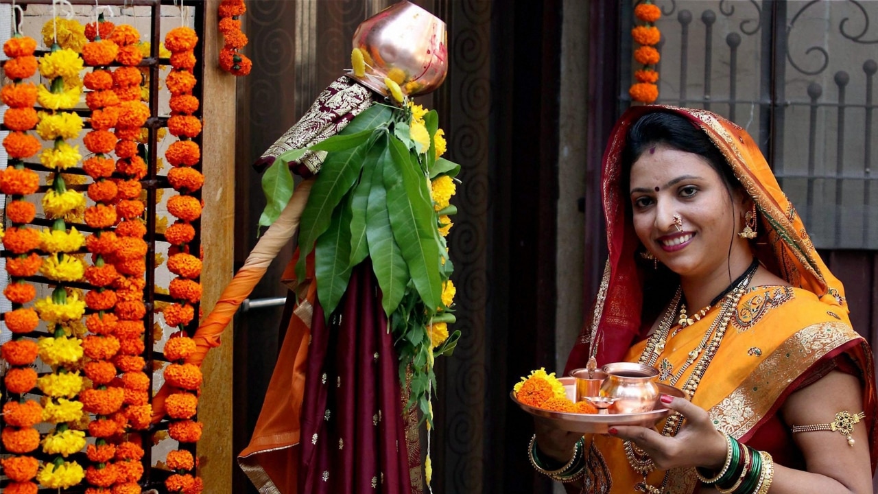 Gudi Padwa 2017 Traditional attire, drums and rangoli paint a
