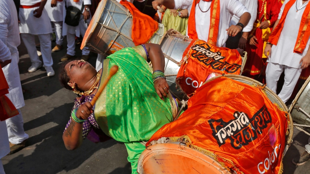 Gudi Padwa 2017 Traditional attire, drums and rangoli paint a