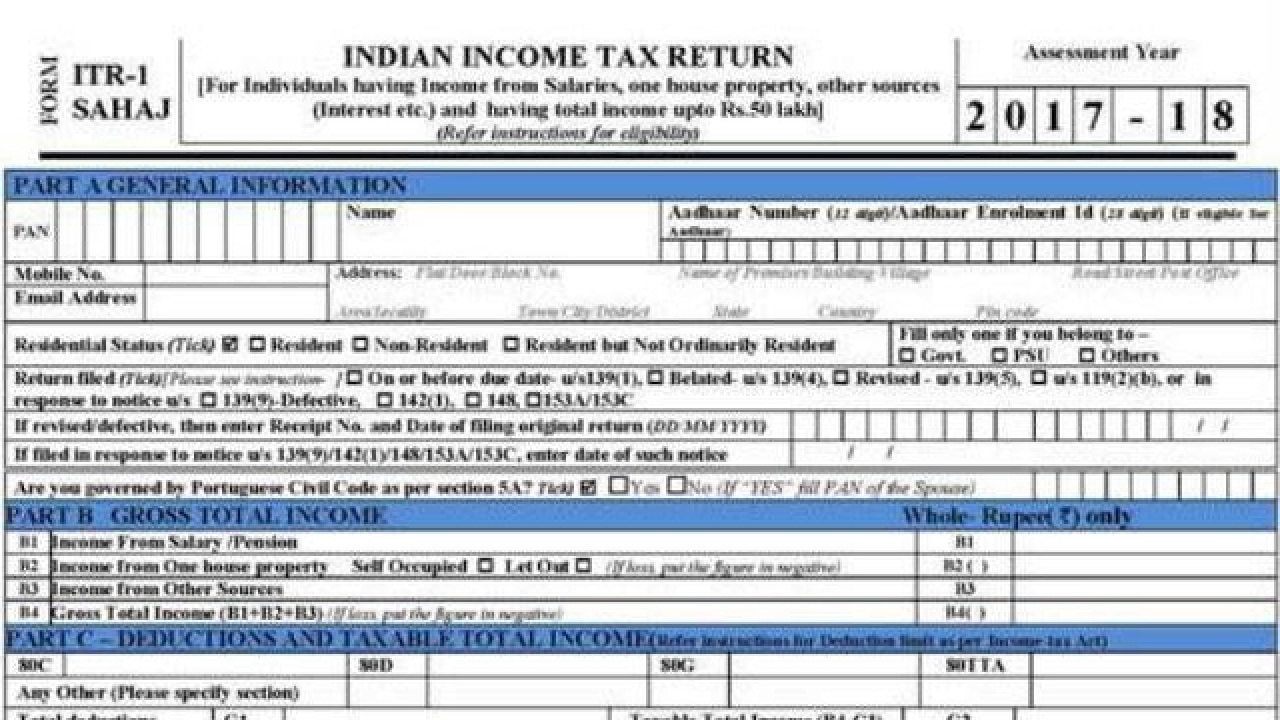 income tax form to fill Simplified one-page form: How to file your Income Tax Returns (ITR