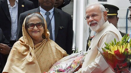 PM Modi welcomes PM Sheikh Hasina