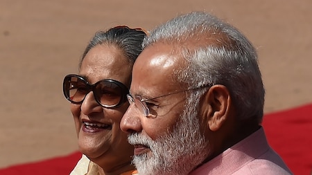 PM Modi and PM Sheikh Hasina at Rashtrapati Bhavan