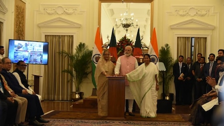 PM Modi, PM Sheikh and West Bengal CM Banerjee
