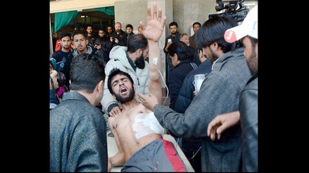 An injured protester