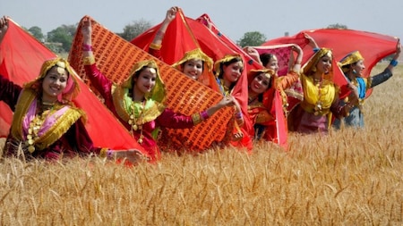 Performing Bhangra for Baisakhi celebrations