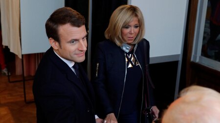 Emmanuel Macron with his wife