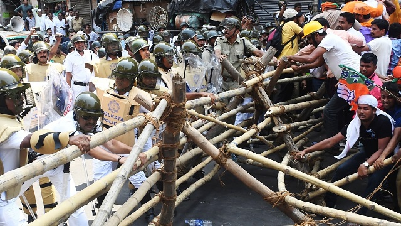 BJP activists collide with police
