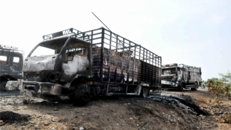 Trucks torched as farmer agitation turns violent