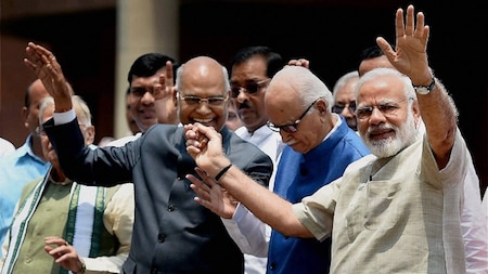 Ram Nath Kovind, LK Advani and PM Modi