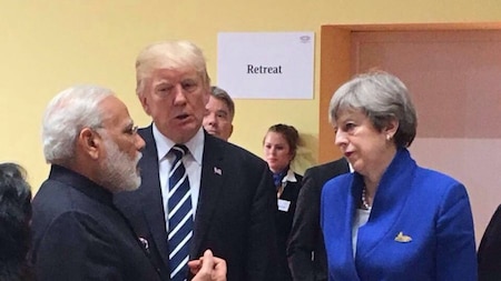 PM Modi  with UK PM May and US President Trump