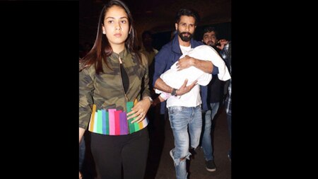 Mira Rajput and Shahid Kapoor with baby Misha