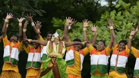 Students perform to celebrate Independence Day