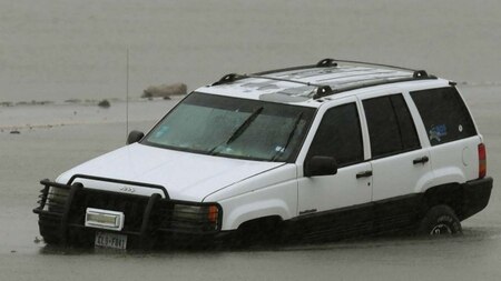 Car submerged in water