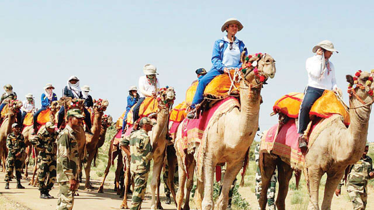 Women BSF, IAF officers trek the desert to push girl child edu