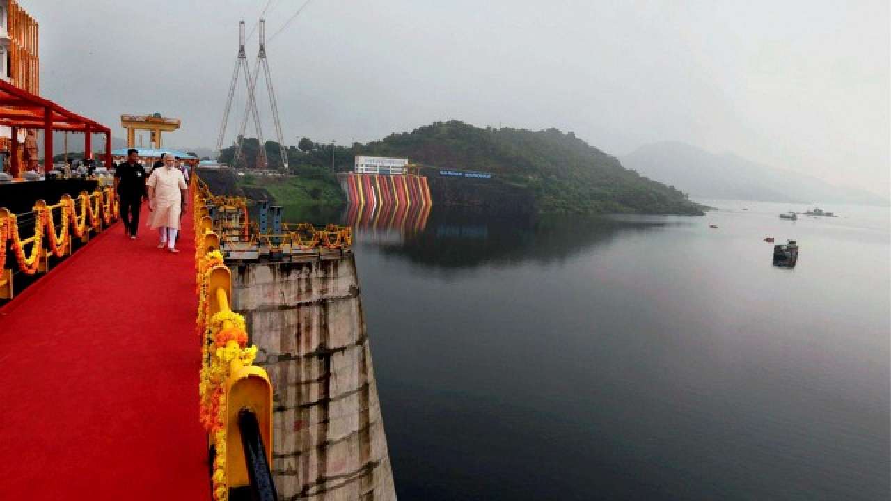 Prime Minister Narendra Modi at the inauguration of the Sardar Sarovar Dam