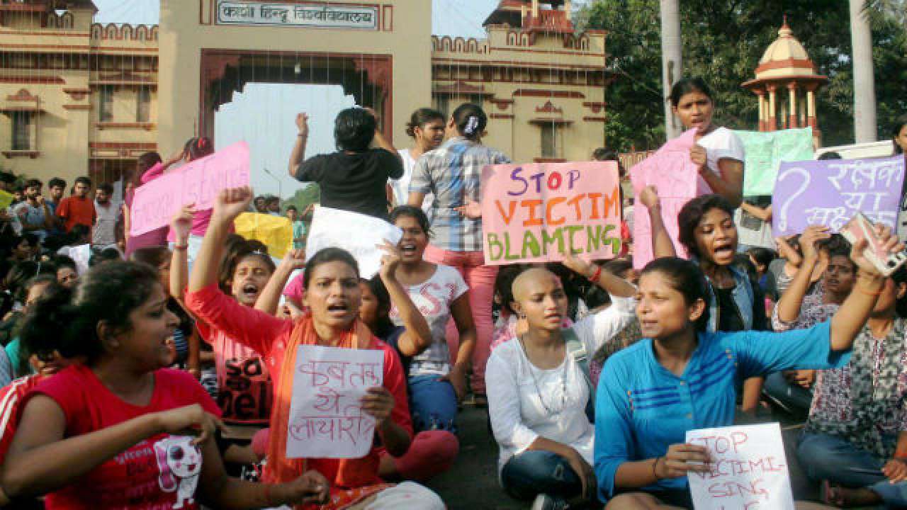 BHU girl students protest against molestation case