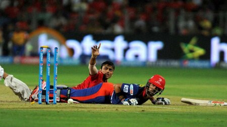 Akshar Patel of Kings XI Punjab appeals successfully for the wicket of Jean-Paul Duminy captain of Delhi Daredevils during an IPL T20 match in Pune on Wednesday.