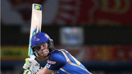 Rajasthan Royals captain Steven Smith plays a shot against Sunrisers Hyderabad during their Pepsi IPL 2015 match