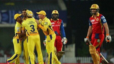 CSK celebrate the wicket of Chris Gayle's wicket