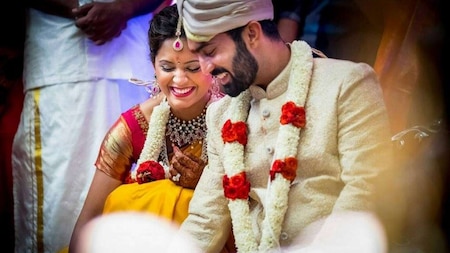 Dipika Pallikala and Dinesh Karthik are all smiles through the ceremony