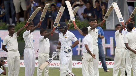 Kumar Sangakkara steps out to play his last game