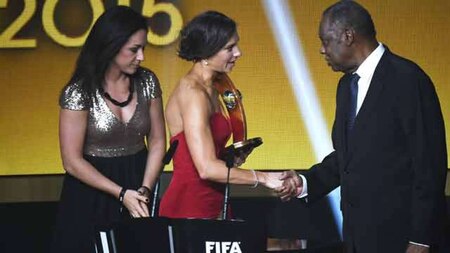 Carli Lloyd receives Women’s World Player of the Year award