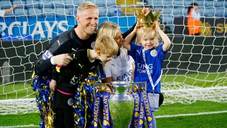 Kasper Schmeichel with his family (Photo courtesy - Reuters)