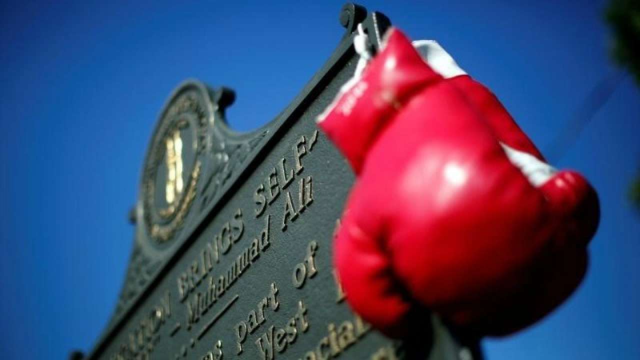 Outside Muhammad Ali's childhood home in Louisville, Kentucky