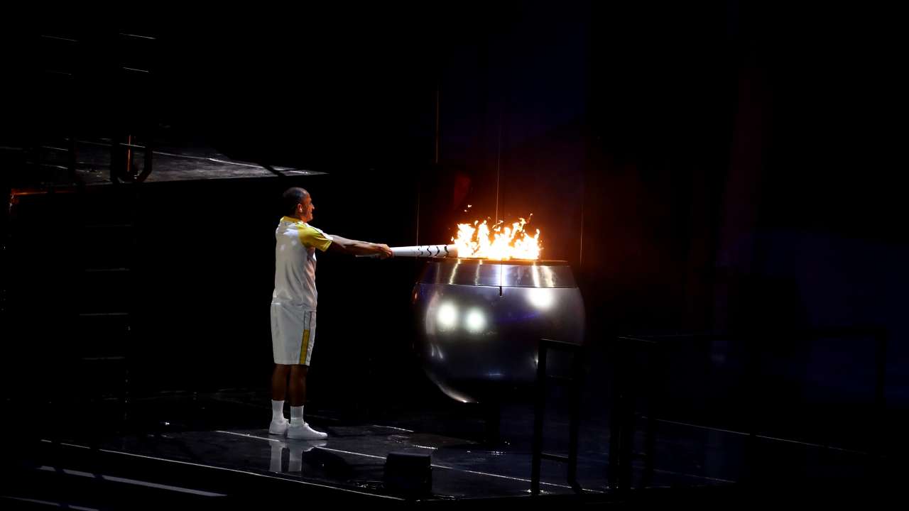 The traditional lighting of Olympic Flame