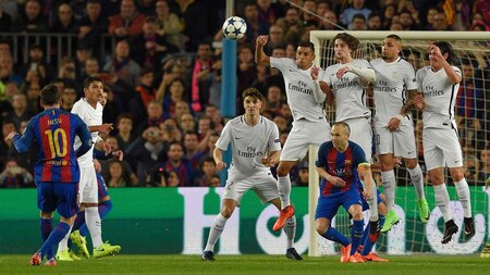Lionel Messi takes a free-kick