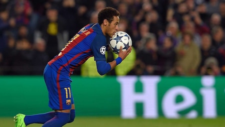 Neymar rushes back to the centre after scoring