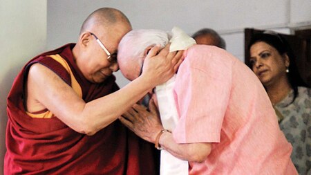LK Advani greets Dalai Lama