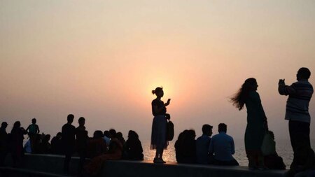Seafront during sunset in Mumbai on New Years Eve