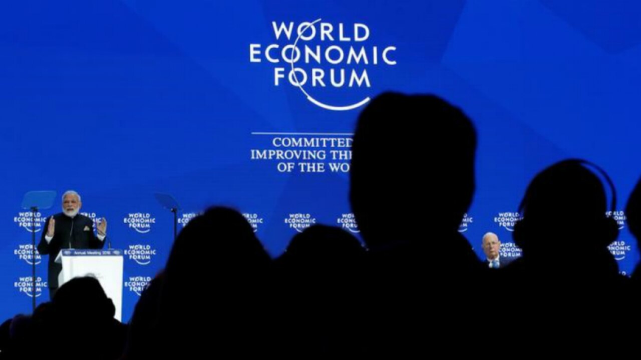 PM Modi addresses the opening session of WEF plenary in Davos