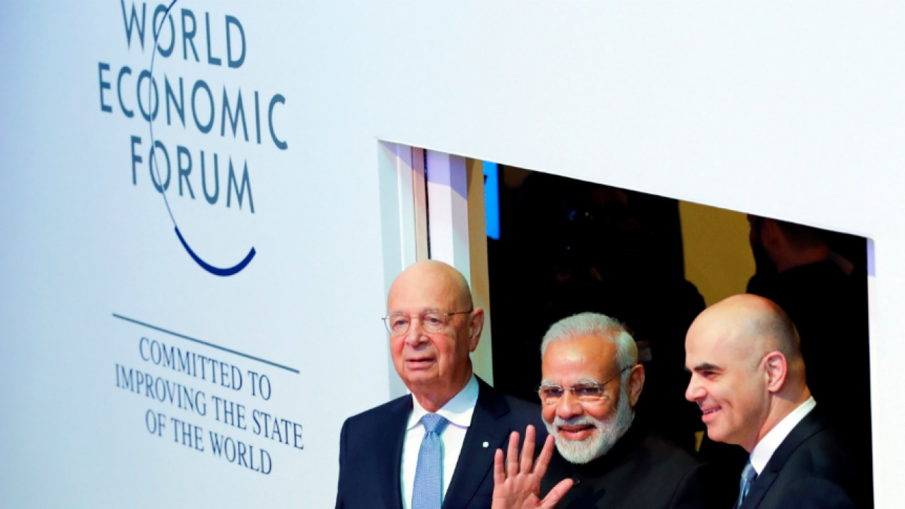 India's PM Narendra Modi and Klaus Schwab, Founder and Executive Chairman of WEF