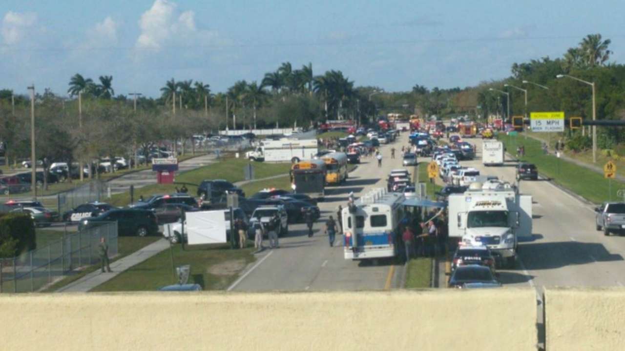 Police cars are seen in Coral Springs
