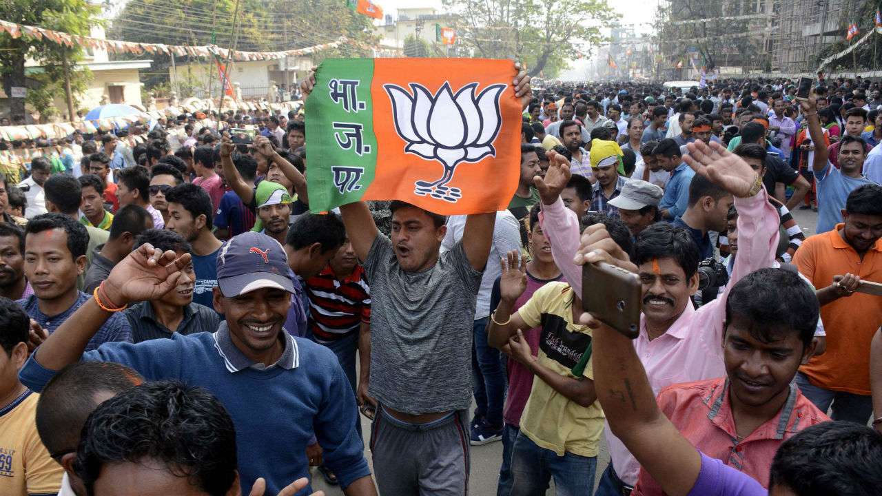 Indian supporters of the Bharatiya Janata Party