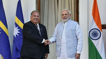 Prime Minister Narendra Modi with President of the Republic of Nauru, Baron Waqa