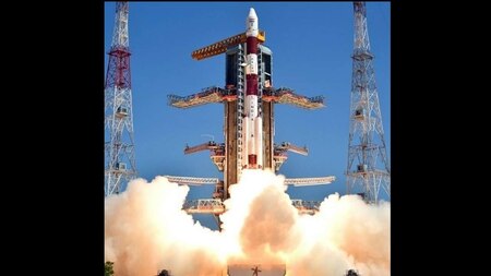 Upclose image of PSLV-C34 as it is launched