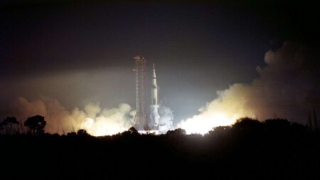 Apollo 17 spacecraft launching into space