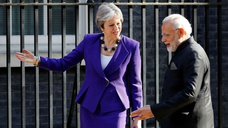 Theresa May and Narendra Modi at 10, Downing Street