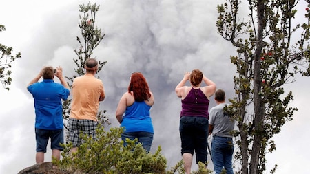Ash erupts from the Halemaumau crater
